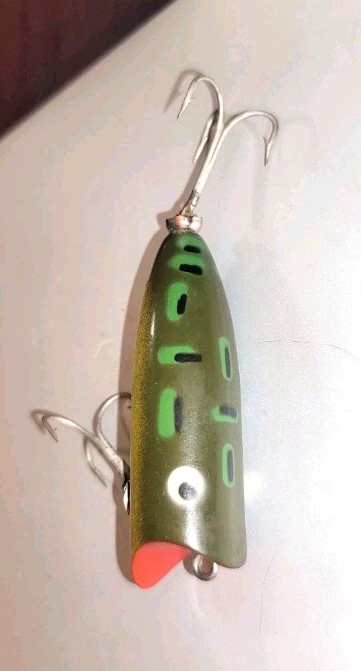 Vintage Heddon Baby Lucky 13 Fishing Lure Bullfrog Color Pattern (BY42) EX cond.